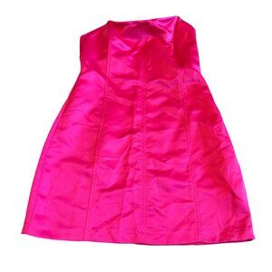 Zara Bright Pink Strapless Dress Satin Mini Length Party Cocktail Size XS Womens
